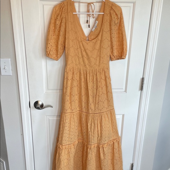 Harni Dresses & Skirts - Harni Women’s Mae Embroidered Eyelet Midi Dress Sz M Boho Prairie Peasant
